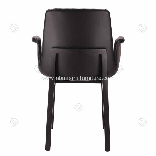 Black genuine leather Ventura armchair